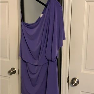 Purple dress with off the shoulder on one side